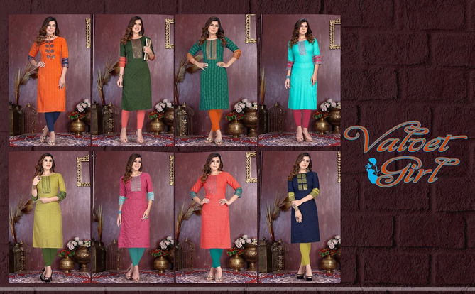 Beauty Queen Valvet Girl 1 Rayon Fancy Ethnic Wear Designer Kurti Collection